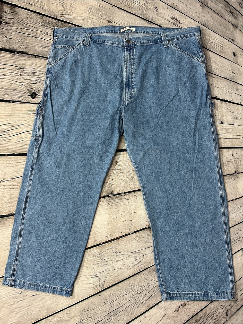 Signature Men's Carpenter Relaxed Straight Light Blue Denim Jeans
